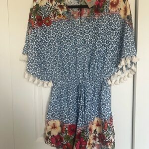 Farm rio  Floral Blue and Red Boho romper size xs